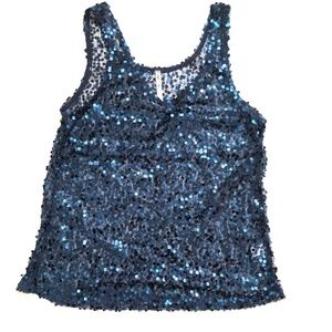 Heart and Hips See through Sequined Dark Blue Top Small Women